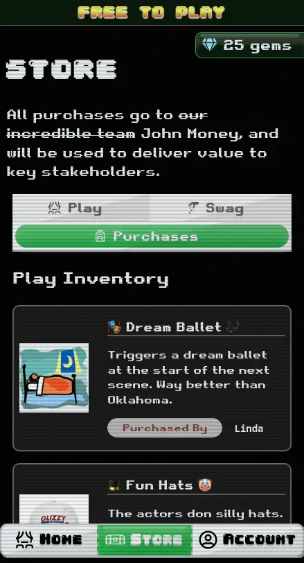 the store showcases changes to the play and chat cosmetics that can be purchased live using in game currency